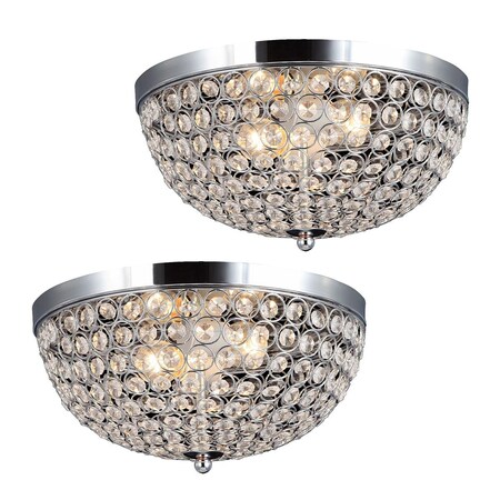 Brillantez Crystal Glam 2 Light Ceiling Flush Mount Chrome, 2PK BR2751452
